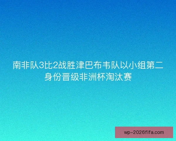 南非队3比2战胜津巴布韦队以小组第二身份晋级非洲杯淘汰赛
